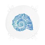 - RealHomes Yuvarlak Fermuarlı Minder - Realhomes  Beyaz Zemin Üzerinde Renkli Deniz Kabuğu Desenli Dijital Baskılı Modern Yuvarlak Fermuarlı Sandalye Minderi Realhomes