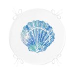 Beyaz Zemin Üzerinde Renkli Deniz Otu Desenli Dijital Baskılı Modern Yuvarlak Fermuarlı Sandalye Minderi Realhomes