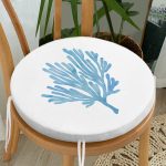 Beyaz Zemin Üzerinde Pastel Renkli Yaprak Desenli Dijital Baskılı Modern Yuvarlak Fermuarlı Sandalye Minderi Realhomes