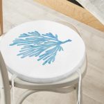 Beyaz Zemin Üzerinde Pastel Renkli Yaprak Desenli Dijital Baskılı Modern Yuvarlak Fermuarlı Sandalye Minderi Realhomes