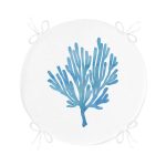 Beyaz Zemin Üzerinde Pastel Renkli Yaprak Desenli Dijital Baskılı Modern Yuvarlak Fermuarlı Sandalye Minderi Realhomes