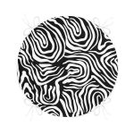 - RealHomes Yuvarlak Fermuarlı Minder - Realhomes  Siyah Zemin Üzerinde Beyaz Geometrik Desenli Dijital Baskılı Modern Yuvarlak Fermuarlı Sandalye Minderi Realhomes