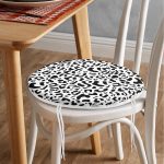 - RealHomes Yuvarlak Fermuarlı Minder - Realhomes Beyaz Zemin Üzerinde Siyah Renkli Geometrik Çizim Dijital Baskılı Modern Yuvarlak Fermuarlı Sandalye Minderi Realhomes