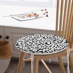 - RealHomes Yuvarlak Fermuarlı Minder - Realhomes Beyaz Zemin Üzerinde Siyah Renkli Geometrik Çizim Dijital Baskılı Modern Yuvarlak Fermuarlı Sandalye Minderi Realhomes