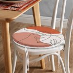 - RealHomes Yuvarlak Fermuarlı Minder - Realhomes  Pastel Zemin Üzerinde Yaprak Desenli Dijital Baskılı Modern Yuvarlak Fermuarlı Sandalye Minderi Realhomes