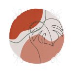 - RealHomes Yuvarlak Fermuarlı Minder - Realhomes  Pastel Zemin Üzerinde Yaprak Desenli Dijital Baskılı Modern Yuvarlak Fermuarlı Sandalye Minderi Realhomes