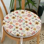 - RealHomes Yuvarlak Fermuarlı Minder - Realhomes  Pastel Zemin Üzerinde Çiçek Desenli Dijital Baskılı Modern Yuvarlak Fermuarlı Sandalye Minderi Realhomes