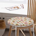 - RealHomes Yuvarlak Fermuarlı Minder - Realhomes  Pastel Zemin Üzerinde Çiçek Desenli Dijital Baskılı Modern Yuvarlak Fermuarlı Sandalye Minderi Realhomes