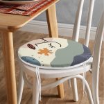 Pastel Zemin Üzerinde Onedraw Çizimli Bayan Silüeti Dijital Baskılı Modern Yuvarlak Fermuarlı Sandalye Minderi Realhomes