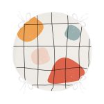 - RealHomes Yuvarlak Fermuarlı Minder - Realhomes  Beyaz Zemin Üzerinde Geometrik Desenli Dijital Baskılı Modern Yuvarlak Fermuarlı Sandalye Minderi Realhomes