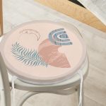 - RealHomes Yuvarlak Fermuarlı Minder - Realhomes Pastel Zemin Üzerinde Geometrik Desenli Dijital Baskılı Modern Yuvarlak Fermuarlı Sandalye Minderi Realhomes