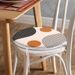 - RealHomes Yuvarlak Fermuarlı Minder - Realhomes  Renkli Zemin Üzerinde Geometrik Desenli Dijital Baskılı Modern Yuvarlak Fermuarlı Sandalye Minderi Realhomes