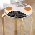 - RealHomes Yuvarlak Fermuarlı Minder - Realhomes  Renkli Zemin Üzerinde Geometrik Desenli Dijital Baskılı Modern Yuvarlak Fermuarlı Sandalye Minderi Realhomes