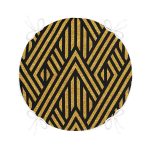 Gold Zemin Üzerinde Siyah Geometrik Desenli Dijital Baskılı Modern Yuvarlak Fermuarlı Sandalye Minderi Realhomes