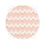 - RealHomes Yuvarlak Fermuarlı Minder - Realhomes Pembe Zemin Üzerinde Gold Detaylı Renkli Zikzak Desenli Dijital Baskılı Modern Yuvarlak Fermuarlı Sandalye Minderi Realhomes