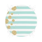 Beyaz Zemin Üzerinde Renkli Yatay Çizgili Dijital Baskılı Modern Yuvarlak Fermuarlı Sandalye Minderi Realhomes