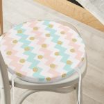 - RealHomes Yuvarlak Fermuarlı Minder - Realhomes  Beyaz Zeminde Renkli Zikzak Desenli Geometrik Desenli Dijital Baskılı Modern Yuvarlak Fermuarlı Sandalye Minderi Realhomes