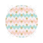 - RealHomes Yuvarlak Fermuarlı Minder - Realhomes  Beyaz Zeminde Renkli Zikzak Desenli Geometrik Desenli Dijital Baskılı Modern Yuvarlak Fermuarlı Sandalye Minderi Realhomes