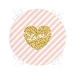 - RealHomes Yuvarlak Fermuarlı Minder - Realhomes Beyaz Zemin Üzerinde Gold Renkli Love Yazılı Dijital Baskılı Modern Yuvarlak Fermuarlı Sandalye Minderi Realhomes