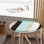 - RealHomes Yuvarlak Fermuarlı Minder - Realhomes Renkli Zemin Üzerinde Gold Detaylı Geometrik Çizimli Dijital Baskılı Modern Yuvarlak Fermuarlı Sandalye Minderi Realhomes