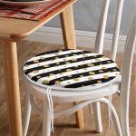 - RealHomes Yuvarlak Fermuarlı Minder - Realhomes Beyaz Zeminde Siyah Çizgili Gold Detaylı Puantiyeli Dijital Baskılı Modern Yuvarlak Fermuarlı Sandalye Minderi Realhomes