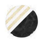 - RealHomes Yuvarlak Fermuarlı Minder - Realhomes Beyaz Zeminde Siyah Mermer Detaylı Gold Yatay Çizgili Dijital Baskılı Modern Yuvarlak Fermuarlı Sandalye Minderi Realhomes