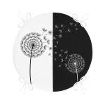 - RealHomes Yuvarlak Fermuarlı Minder - Realhomes  Siyah Beyaz Zemin Üzerinde Çiçek Desenli Dijital Baskılı Modern Yuvarlak Fermuarlı Sandalye Minderi Realhomes