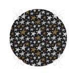 - RealHomes Yuvarlak Fermuarlı Minder - Realhomes  Siyah Zemin Üzerinde Gold Detaylı Beyaz Yıldız Desenli Dijital Baskılı Modern Yuvarlak Fermuarlı Sandalye Minderi Realhomes