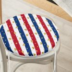 - RealHomes Yuvarlak Fermuarlı Minder - Realhomes Beyaz Zemin Üzerinde Gold Detaylı Kalp Desenli Dijital Baskılı Modern Yuvarlak Fermuarlı Sandalye Minderi Realhomes