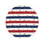 - RealHomes Yuvarlak Fermuarlı Minder - Realhomes Beyaz Zemin Üzerinde Gold Detaylı Kalp Desenli Dijital Baskılı Modern Yuvarlak Fermuarlı Sandalye Minderi Realhomes