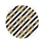 Beyaz Zemin Üzerinde Gold Detaylı Yaprak Desenli Dijital Baskılı Modern Yuvarlak Fermuarlı Sandalye Minderi Realhomes