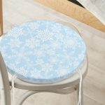 - RealHomes Yuvarlak Fermuarlı Minder - Realhomes Mavi Zemin Üzerinde Kar tanesi Desenli Dijital Baskılı Modern Yuvarlak Fermuarlı Sandalye Minderi Realhomes