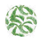 - RealHomes Yuvarlak Fermuarlı Minder - Realhomes Beyaz Zemin Üzerinde Yeşil Yaprak Desenli Dijital Baskılı Modern Yuvarlak Fermuarlı Sandalye Minderi Realhomes