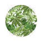 - RealHomes Yuvarlak Fermuarlı Minder - Realhomes Beyaz Zemin Üzerinde Yeşil Yaprak Desenli Dijital Baskılı Modern Yuvarlak Fermuarlı Sandalye Minderi Realhomes