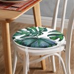 - RealHomes Yuvarlak Fermuarlı Minder - Realhomes  Yaprak Desen Dijital Baskılı Yuvarlak Fermuarlı Sandalye Minderi Realhomes