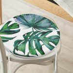 - RealHomes Yuvarlak Fermuarlı Minder - Realhomes  Yaprak Desen Dijital Baskılı Yuvarlak Fermuarlı Sandalye Minderi Realhomes