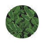 - RealHomes Yuvarlak Fermuarlı Minder - Realhomes  Siyah Zemin Üzerinde Yeşil Yaprak Desenli Dijital Baskılı Modern Yuvarlak Fermuarlı Sandalye Minderi Realhomes