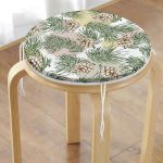 Beyaz Zeminde Renkli Puantiyeli Sonbahar Yapraklı Dijital Baskılı Modern Yuvarlak Fermuarlı Sandalye Minderi Realhomes