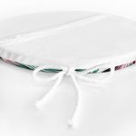 Beyaz Zeminde Siyah Beyaz Çizgili Yeşil Yaprak Desenli Dijital Baskılı Modern Yuvarlak Fermuarlı Sandalye Minderi Realhomes