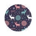 - RealHomes Yuvarlak Fermuarlı Minder - Realhomes  Renkli Zemin Üzerinde Geyik Desenli Dijital Baskılı Modern Yuvarlak Fermuarlı Sandalye Minderi Realhomes