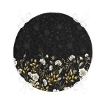 - RealHomes Yuvarlak Fermuarlı Minder - Realhomes  Siyah Zemin Üzerinde Gold Detaylı Çiçek Desenli Dijital Baskılı Modern Yuvarlak Fermuarlı Sandalye Minderi Realhomes