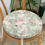 - RealHomes Yuvarlak Fermuarlı Minder - Realhomes  Renkli Zemin Üzerinde Beyaz Çiçek Desenli Dijital Baskılı Modern Yuvarlak Fermuarlı Sandalye Minderi Realhomes