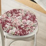 - RealHomes Yuvarlak Fermuarlı Minder - Realhomes  Renkli Zemin Üzerinde Çiçek Desenli Dijital Baskılı Modern Yuvarlak Fermuarlı Sandalye Minderi Realhomes