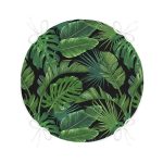 - RealHomes Yuvarlak Fermuarlı Minder - Realhomes  Siyah Zemin Üzerinde Yeşil Yaprak Desenli Dijital Baskılı Modern Yuvarlak Fermuarlı Sandalye Minderi Realhomes