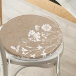 Renkli Zemin Üzerinde Beyaz Çiçek Desenli Dijital Baskılı Modern Yuvarlak Fermuarlı Sandalye Minderi Realhomes