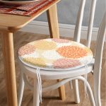 Soyut Çiçek Yaprakları Figürlü Dijital Baskılı Modern Yuvarlak Fermuarlı Sandalye Minderi Realhomes