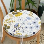 - RealHomes Yuvarlak Fermuarlı Minder - Realhomes Beyaz Zemin Üzerinde Renkli Çiçek Desenli Dijital Baskılı Modern Yuvarlak Fermuarlı Sandalye Minderi Realhomes