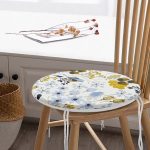 - RealHomes Yuvarlak Fermuarlı Minder - Realhomes Beyaz Zemin Üzerinde Renkli Çiçek Desenli Dijital Baskılı Modern Yuvarlak Fermuarlı Sandalye Minderi Realhomes