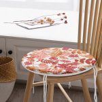 Soyut Çiçek Yaprakları Figürlü Dijital Baskılı Modern Yuvarlak Fermuarlı Sandalye Minderi Realhomes