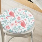 - RealHomes Yuvarlak Fermuarlı Minder - Realhomes Modern Flamingo Desenli Dijital Baskılı Yuvarlak Fermuarlı Sandalye Minderi Realhomes